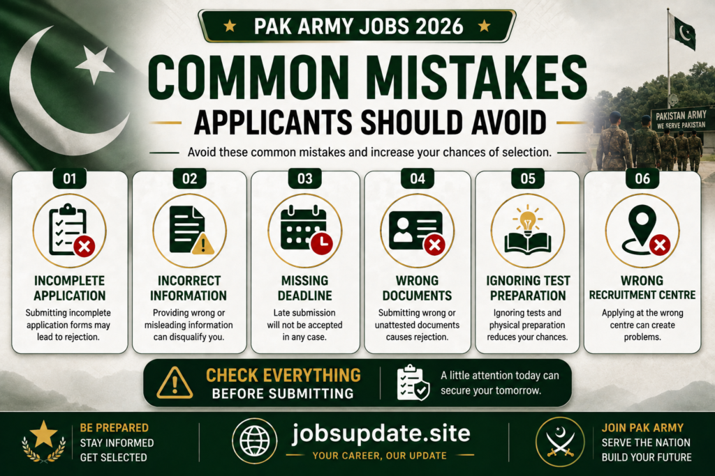 Common mistakes applicants should avoid when applying for Pak Army Jobs 2026