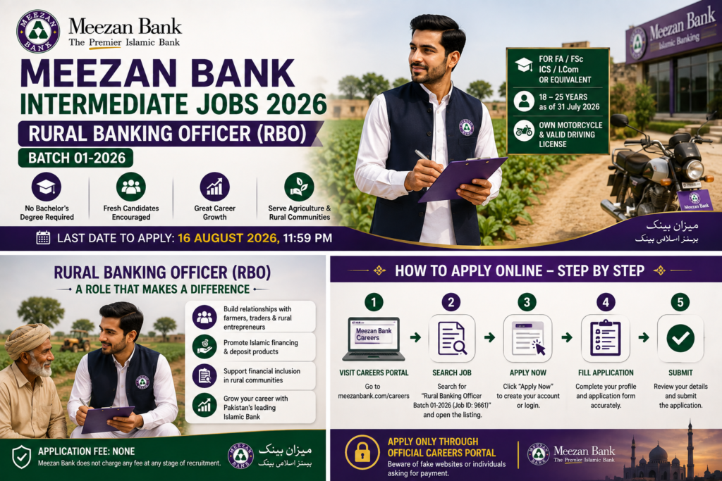 Meezan Bank Intermediate Jobs 2026 Rural Banking Officer RBO Batch 01-2026