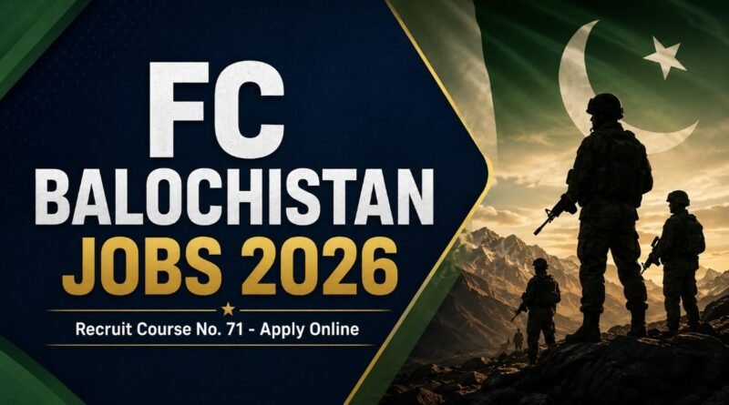 FC Balochistan Jobs 2026 banner - Frontier Corps Recruit Course No. 71 apply online