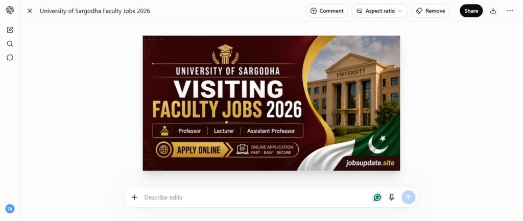 University of Sargodha visiting faculty jobs 2026 banner