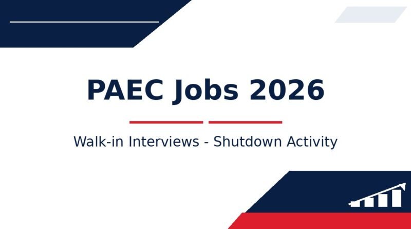 PAEC Jobs 2026 - Walk-in Interviews - Shutdown Activity